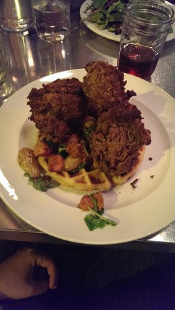 Skillet Diner signature dishes Hot Honey Chicken Biscuit
Chicken and Waffle
The Good Burger